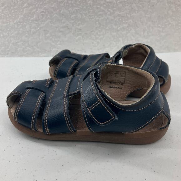 See Kai Run Blue Leather Jude IV Hook Loop Adjustable Fisherman Sandals Shoes - Picture 5 of 10